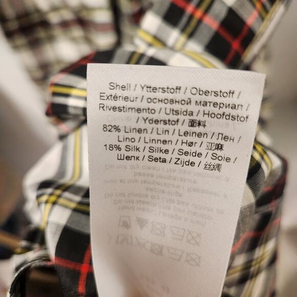 Ganni linen tartan print babydoll dress size 10 - Picture 5 of 5